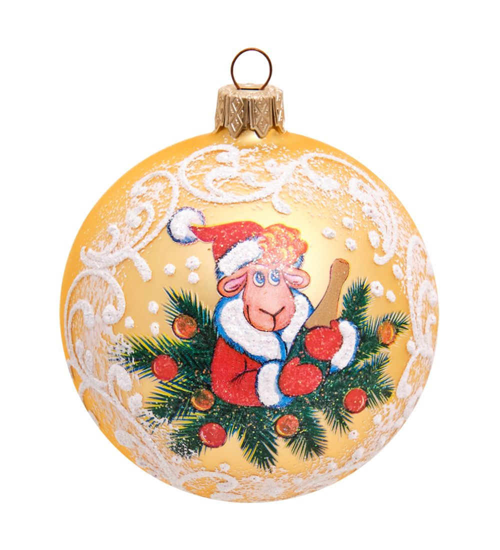 Элита НФШ-1515 Ел.украшение Шар «Барашек с шампанским» 85 мм