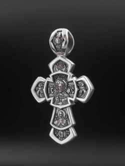 Крест православный "Святые ангелы" из серебра