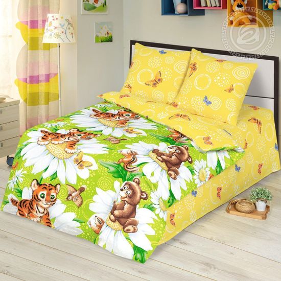 Полуторный комплект детского постельного белья Оранжевое лето бязь