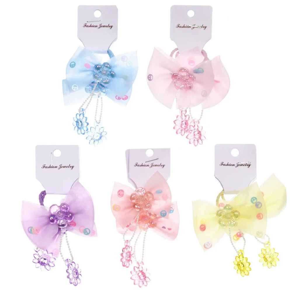 Резинки для волос детские 2шт «КОНФЕТКИ», цветочки, микс 5 цветов, d-3см