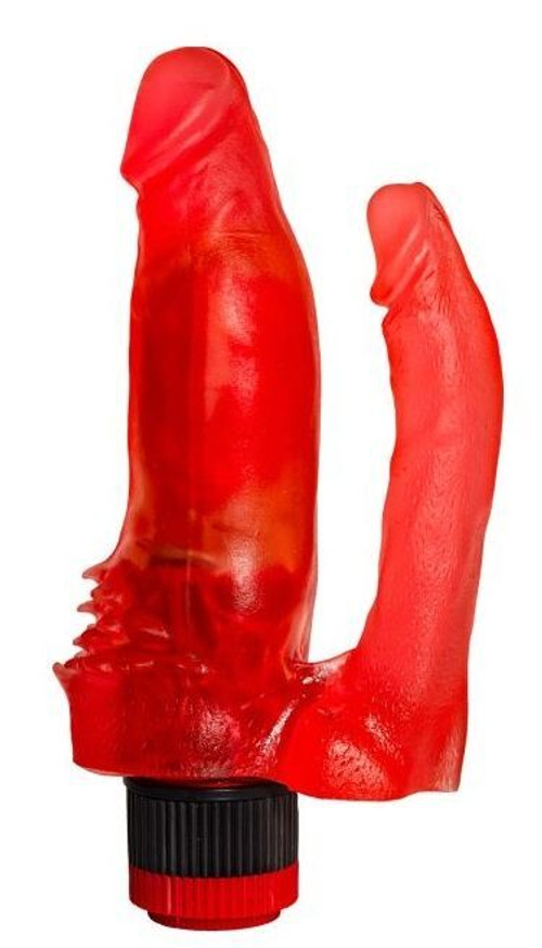 Красный анально-вагинальный вибратор №11 - 15,5 см.