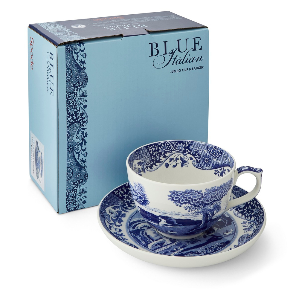 Spode - Синяя итальянская чашка с блюдцем 560мл для кофе / артикул   BLI1290-X  / GTIN 749151503762