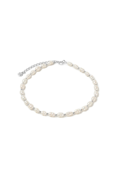 Браслет на ногу (анклет) из серебра и натурального жемчуга