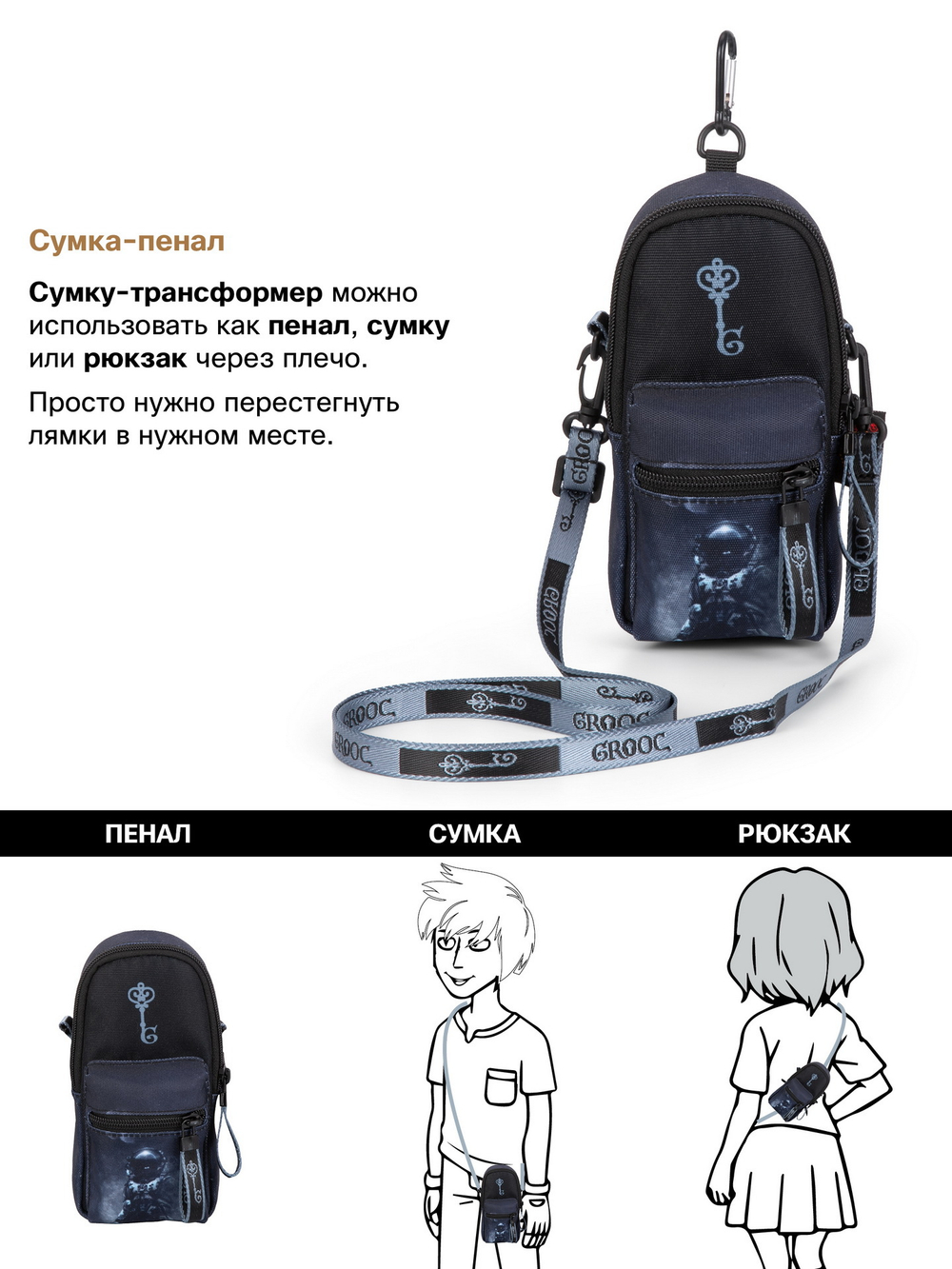 Рюкзак GROOC 14-058 + мешок + сумка-пенал