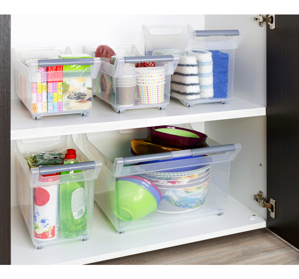 Органайзер с ручкой на колесах 10,5л Прозрачный