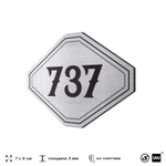Номерок на дверь квартиры 737, для кабинета, офиса, шильдик 9 х 7 см, серебристый, Айдентика Технолоджи