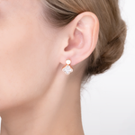 Серьги «Клевер» с английским замком из красного золота с фианитами