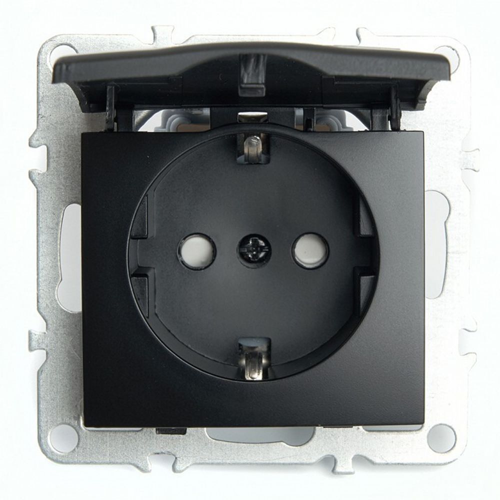 Розетка с заземлением и со шторкой, без рамки с крышкой Stekker Эрна 49156
