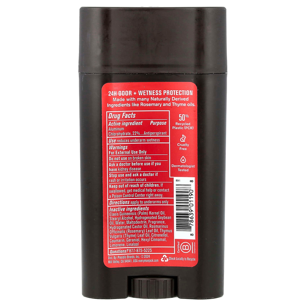 Every Man Jack, антиперспирант и дезодорант, кедр, 73 г (2,6 унции)