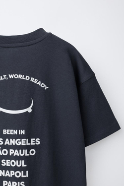 ZARA ФУТБОЛКА С ЛОГОТИПОМ, СЕРЫЙ/СИНИЙ