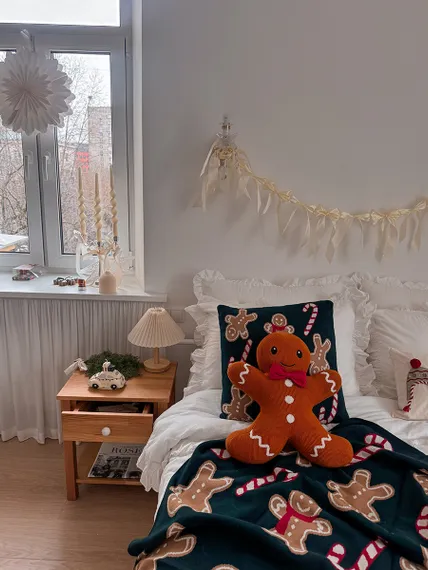 Плед из хлопка с новогодним рисунком gingerman из коллекции new year essential, 130x180 см