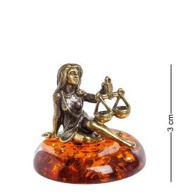 AM- 987 Фигурка «Знак зодиака - Весы» (латунь, янтарь)