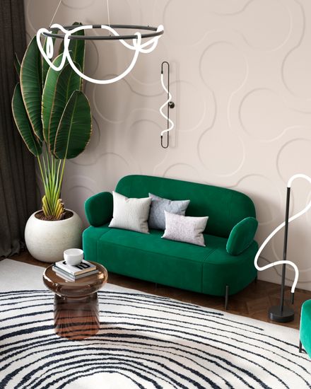 Диван Кэнди велюр зелёный