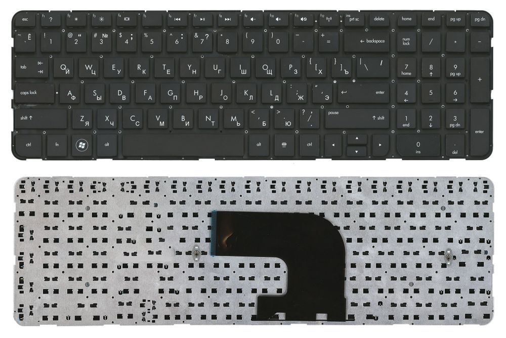 Клавиатура для ноутбука HP Pavilion dv6-7000, dv6-7050er, DV6-7100, (Плоский Enter. Черная, без рамки)