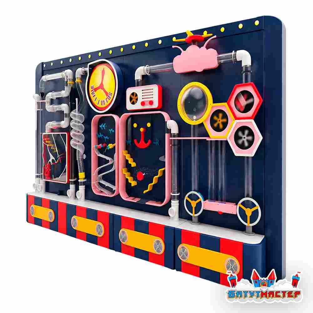 Детская интерактивная стена «Аэролаборатория», с пневмосистемой и лабиринтами