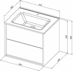 Тумба с раковиной Aquanet Lino 287540 60 (Flat) белый глянец