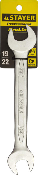 STAYER 19 x 22 мм, рожковый гаечный ключ, Professional (27035-19-22)