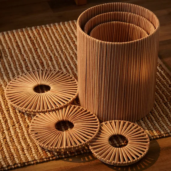 Корзина плетеная dholak beige из коллекции ethnic, размер l