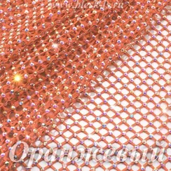 Сетка со стразами Кристалл АБ, Оранжевая №57, розница от 30 см