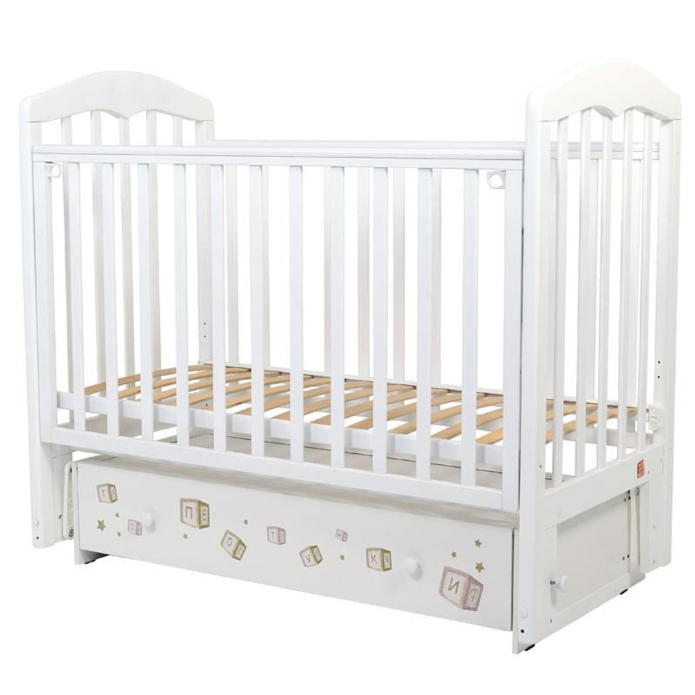Кроватка детская Топотушки Сильвия-7 Лучик маятник, белая