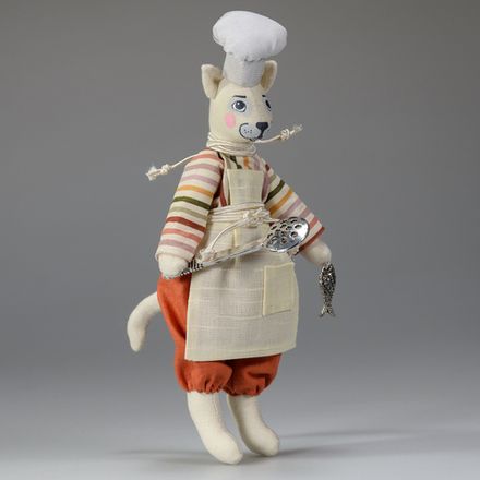 Ёлочная игрушка Кот-повар с шумовкой