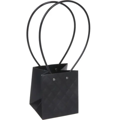 Пакет для цветов и подарков «Ромб» 13*11,5*10,5 см, черный