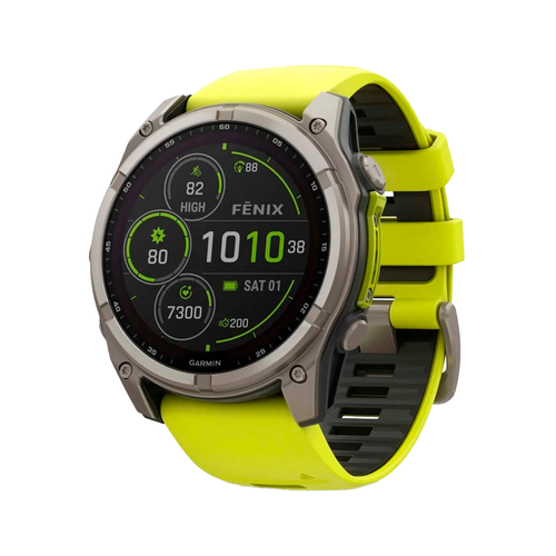 Умные часы Garmin Fenix 8, 51mm, Solar Sapphire Titanium Natural / Yellow Band (010-02907-21)