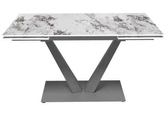 Стол "МАЛИБУ" 140-220, керамика Patagonia глянц.,R-6, опора черный муар