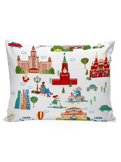 Постельное белье поплин Сказка "Москва/Москва (компаньон)" евро Наволочка 50x70 см 2 шт Простынь на резинке 180x200 см Пододеяльник 200x215 см