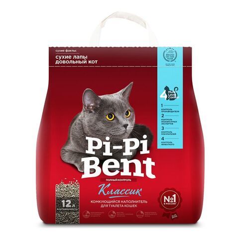 Наполнитель для лотка комкующийся, 5 кг, бумажный пакет, Pi-Pi Bent
