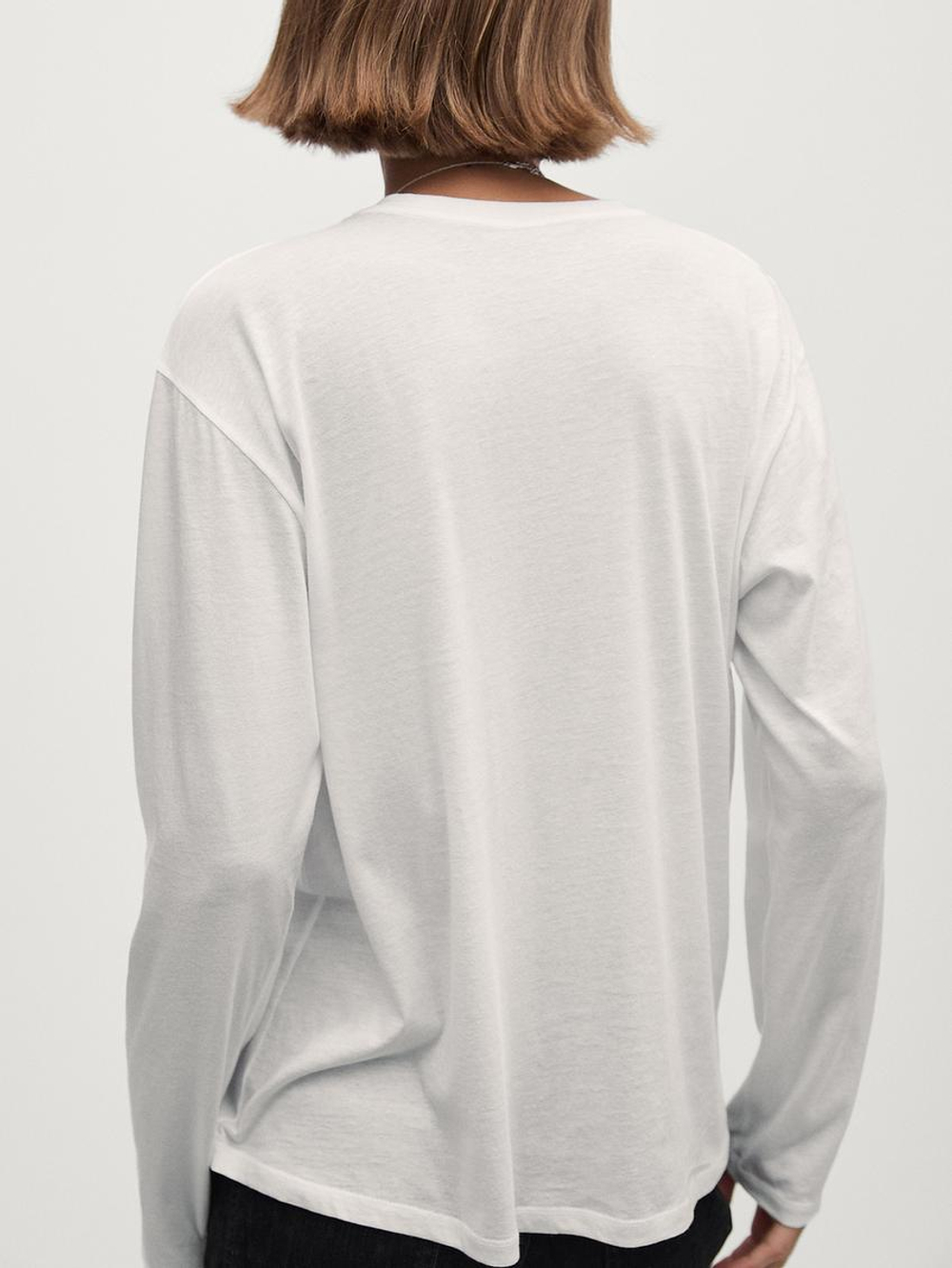 Massimo Dutti Лонгслив из 100% хлопка, белый