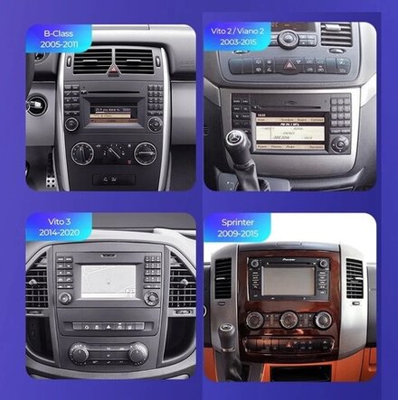 Магнитола для Mercedes Benz A, B, Vito, Viano W639/W447, Sprinter W906, VW Crafter - Teyes LUX ONE 360 монитор 12.3" 2K QLED на Android 10, CarPlay, 4G SIM-слот, 6/128 ГБ, 4 камеры в комплекте