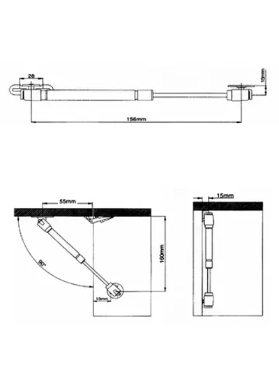 Газлифт мебельный короткий 160 мм усилие 60 N, 2 шт