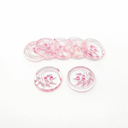 Т106 декор.пришив.элемент 22 мм, цв.прозр с красн узором