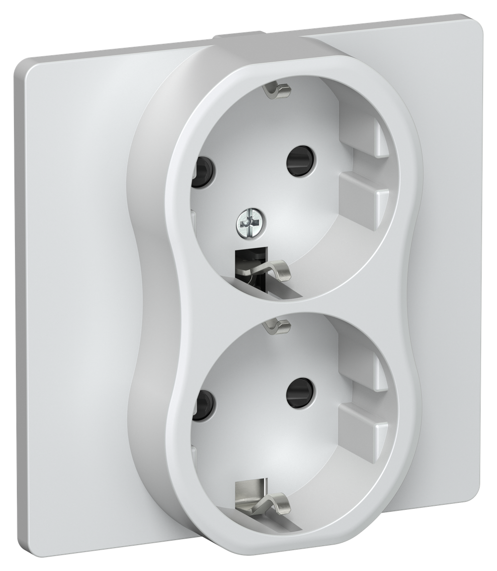 FLITE Розетка 2-местная с заземлением с защитными шторками 16А РСш12-0-К-ФлЖ жемчуг IEK