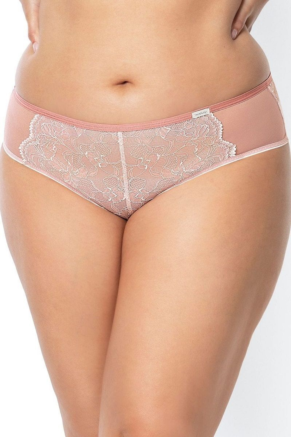 Трусики-шорты Chelo из кружевного полотна и эластичной сетки (Размер: M) (Цвет: розовый)