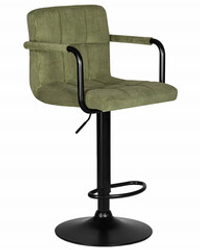 Стул барный DOBRIN KRUGER ARM BLACK, зеленый вельвет (LAR-E2041-7)