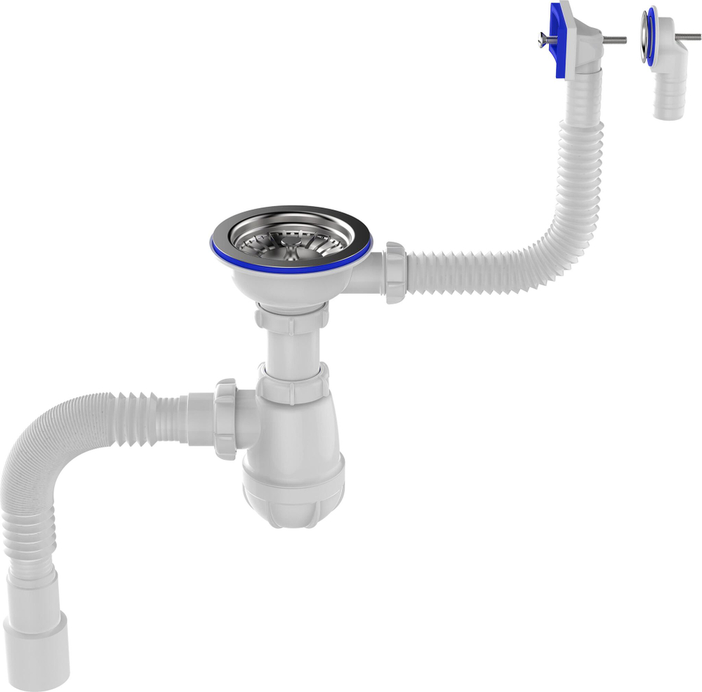 AQUANT СИФОН ДЛЯ МОЙКИ 3 1/2Х40 С МЕТ.РЕШ С Г.Т. 40Х40/50