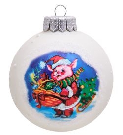 Элита НФШ-1343 Ел. украшение Шар «Свинка с подарками» 100 мм