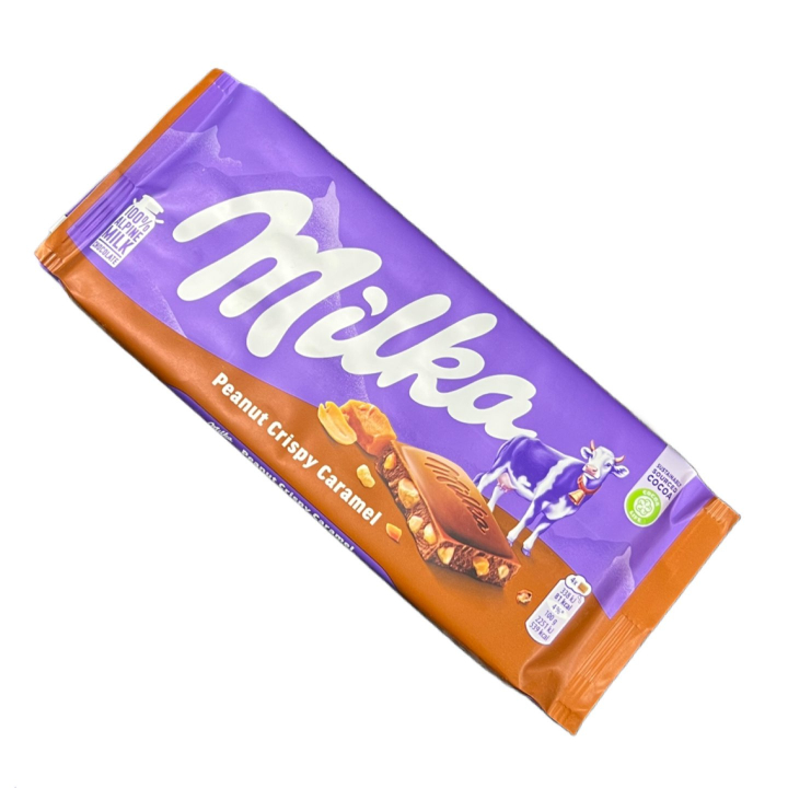 Шоколадная плитка Milka Peanut Crispy Caramel Милка Арахис с хрустящей карамелью 90 г