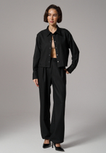 Рубашка-жакет укороченная черная