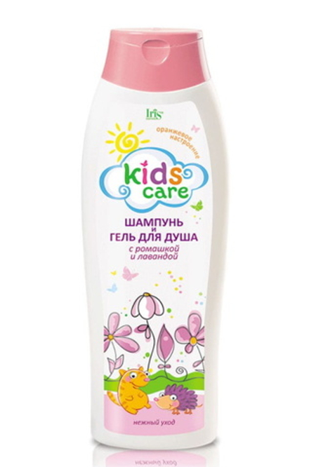 Детский шампунь и гель для душа "Kids Care" с ромашкой и лавандой 400мл. Iris