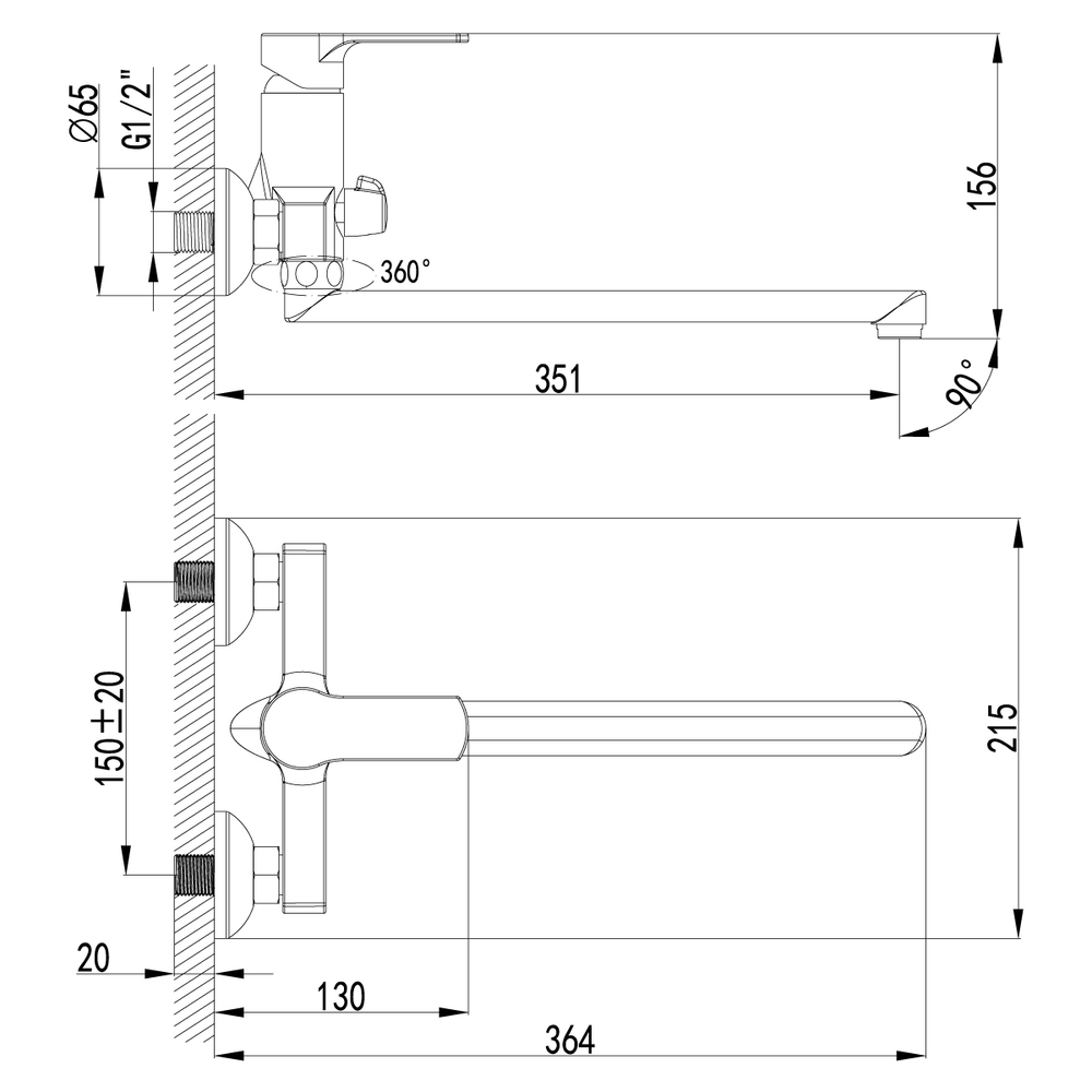 Смеситель Lemark Plus Grace LM1551C универсальный