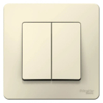 BLANCA С/У 2-клавишный ПЕРЕКЛЮЧАТЕЛЬ (cх.6+6), 10А, 250В, МОЛОЧНЫЙ