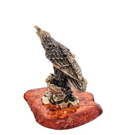 Народные промыслы AM-3239 Фигурка «Ворон на камне» (латунь, янтарь)