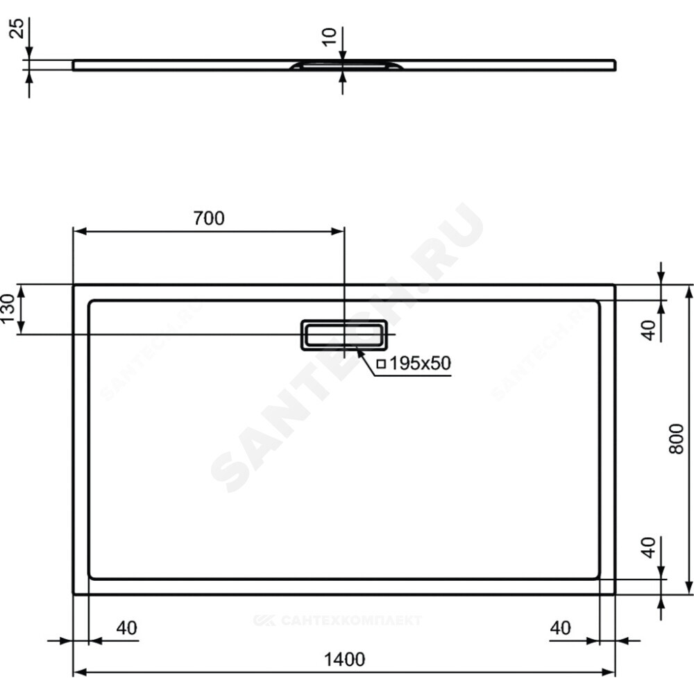 Поддон душевой акрил прямоугольный ULTRAFLAT NEW 1400х800х25 Ideal Standard T447001
