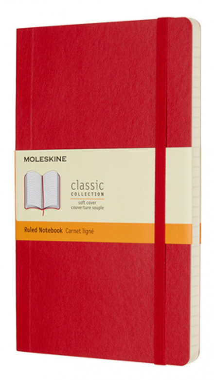 Блокнот Moleskine Classic Soft Large (QP616F2) 130х210мм 192стр. линейка мягкая обложка красный