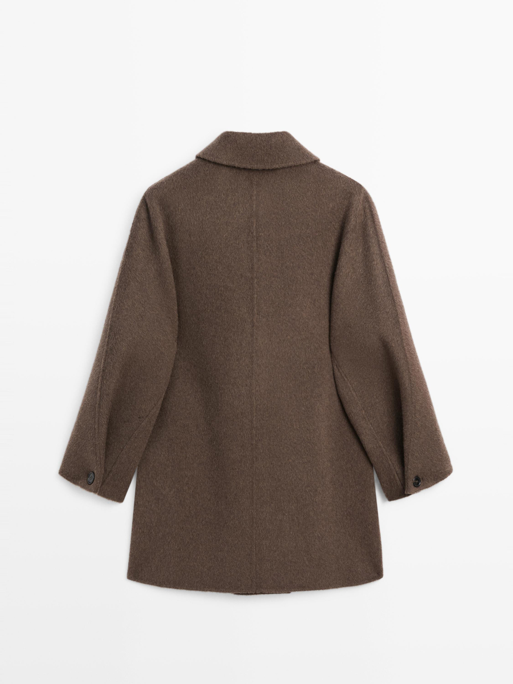 Massimo Dutti Двубортное пальто из смесовой шерсти, коричневый