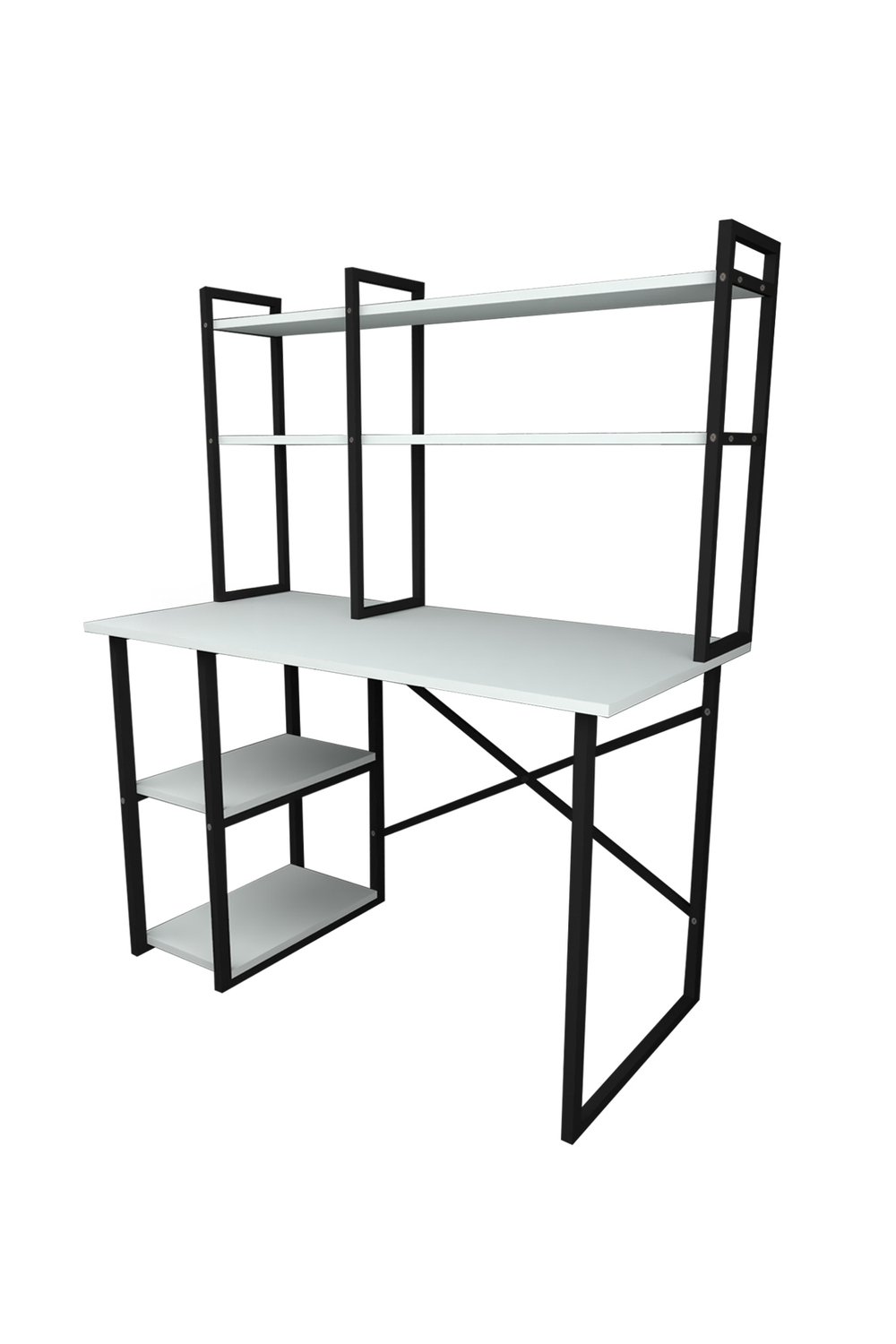 Стол письменный с настольной полкой 120х60 - белый