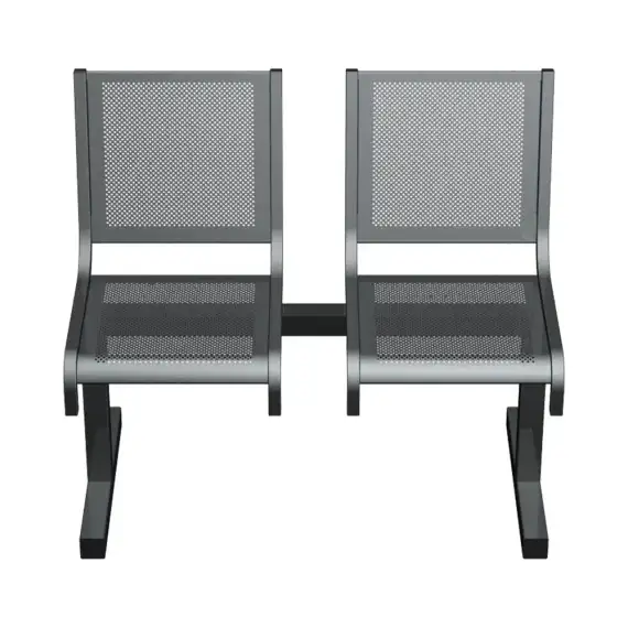 Секция стульев перфорированная двухместная неразборная на квадратной трубе без подлокотников